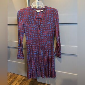 Anthropologie Long Sleeve Dress in Purple and Blue